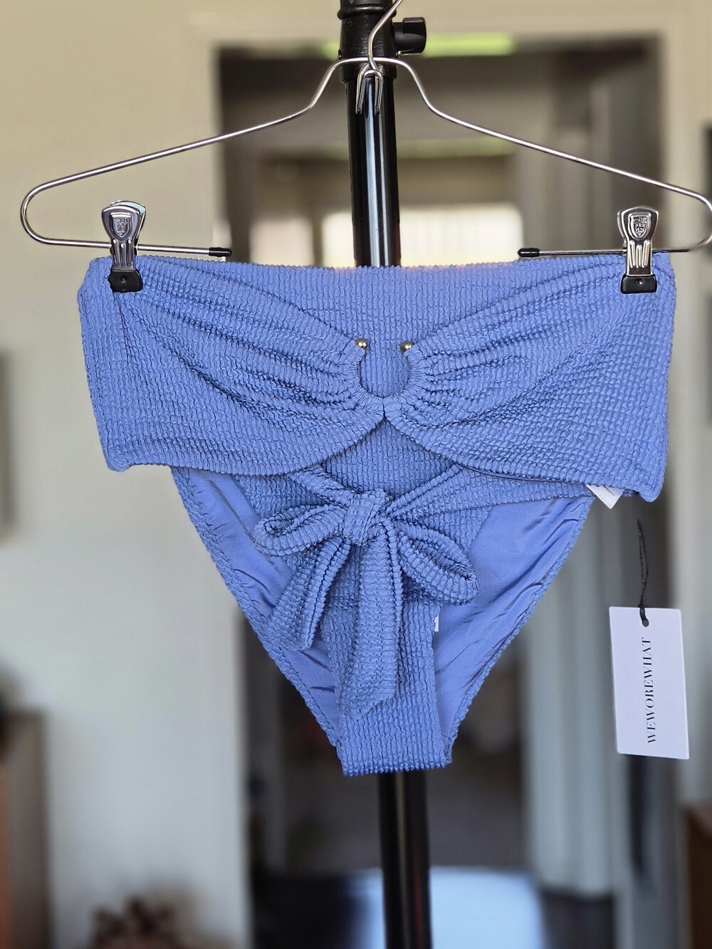 WeWoreWhat Spongie Seersucker Blue Jean Bikini Set
